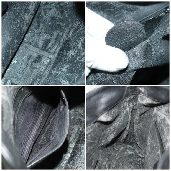 GUCCI Bamboo Shoulder Bag Leather 2way Black Gold 001 1781 1638 Auth 136183 - Picture 15 of 16